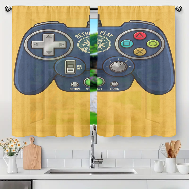 Retro Gaming Youtube - Gaming Controller Curtain Panel Retro Video