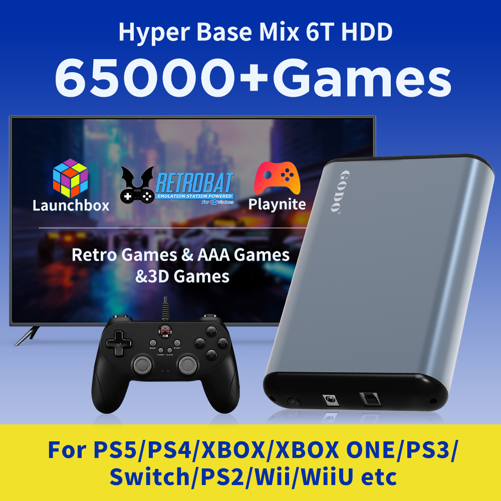 Retro Gaming Ps3 - JMachen 6TB Portable Gaming HDD System