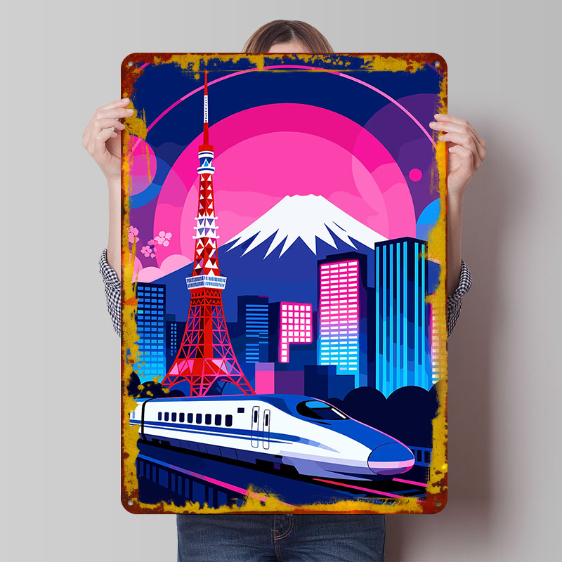 Retro Gaming Tokyo - Tokyo Cityscape With Bullet Train Poster