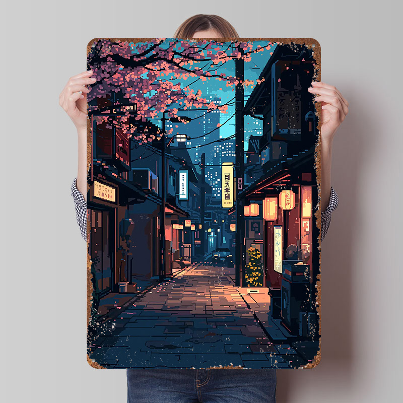 Retro Gaming Tokyo - Tokyo Japan Pixel Art Tin Plaque