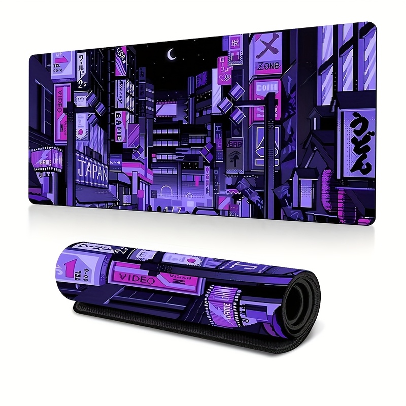 Retro Gaming Tokyo - XXL Tokyo Street Desk Mat,Vibrant Purple