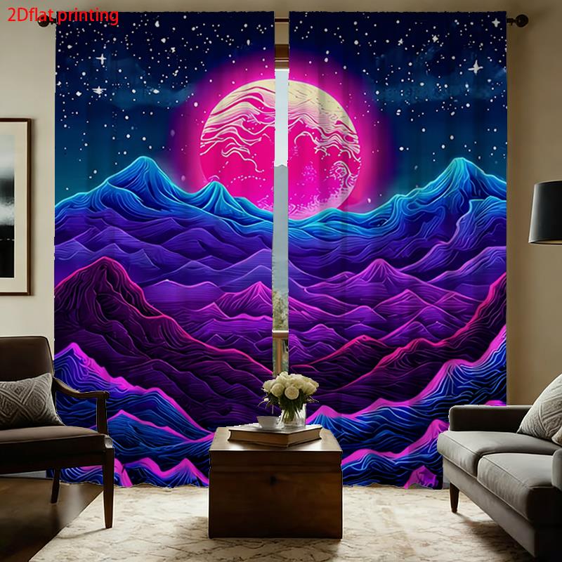Retro Gaming Youtube - Synthwave Curtains, Neon Mountain & Planet