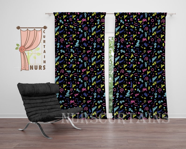 Retro Gaming Youtube - 90s Retro Gaming Blackout Curtain: Colorful