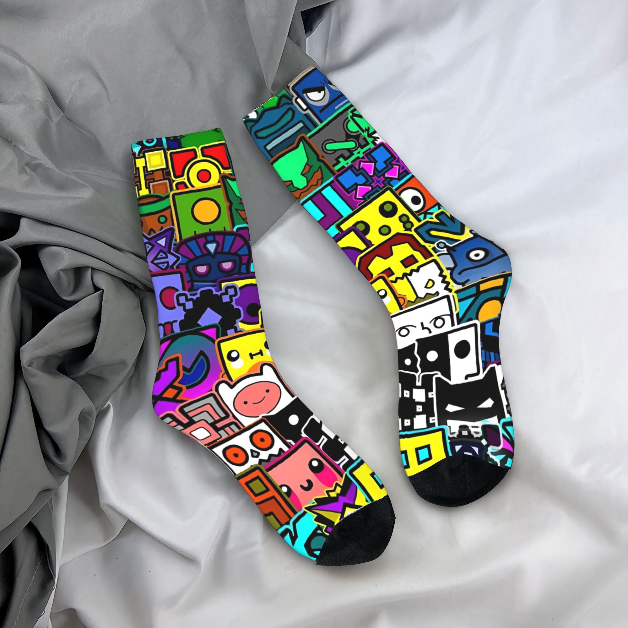 Retro Gaming Youtube - Geometry Gaming Dashed Socks Printed Stockings