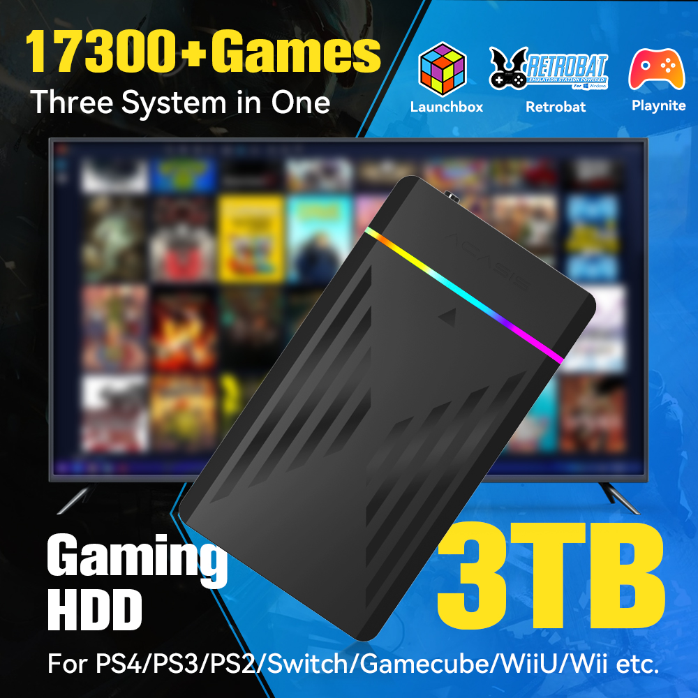 Retro Gaming Ps3 - 3TB Portable Gaming HDD LaunchBox/Retrobat/Playnite Retro