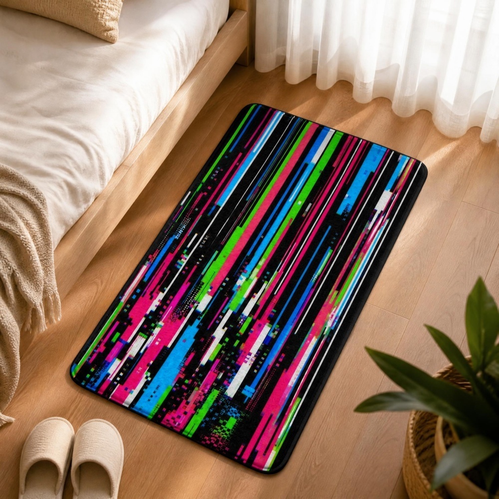Cyberpunk Glitch Colorful Vert - Retro Gaming Rug recension och pris
