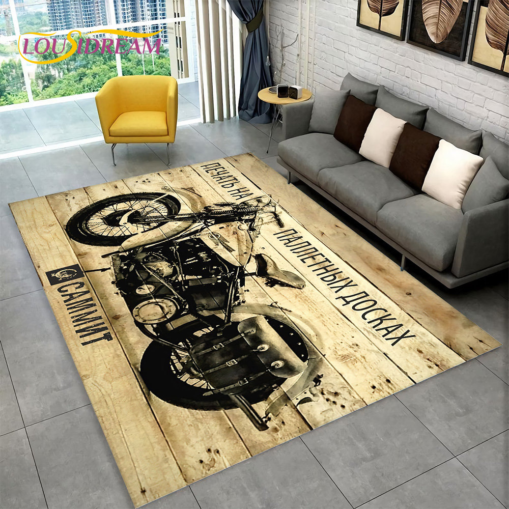 3D Retro Vintage Motorcycle Ar - Retro Gaming Rug recension och pris