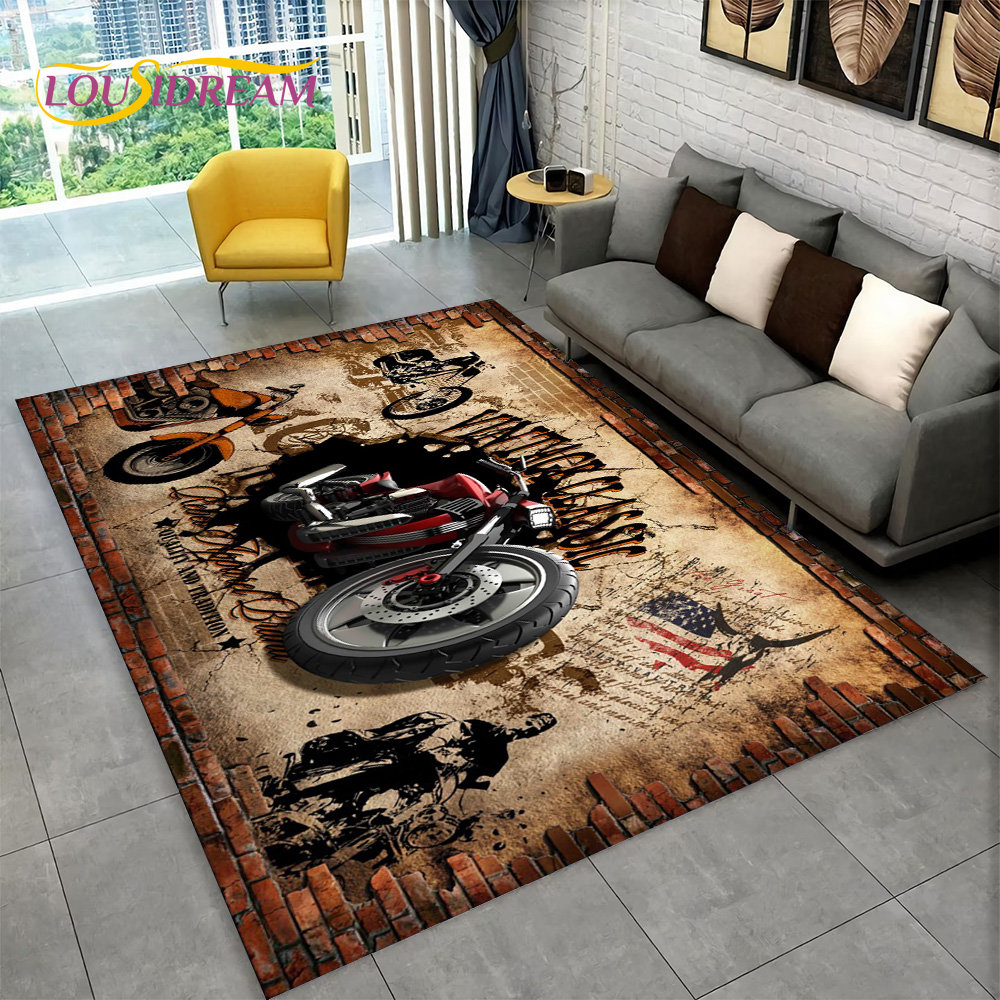 3D Retro Vintage Motorcycle Ar - Retro Gaming Rug recension och pris