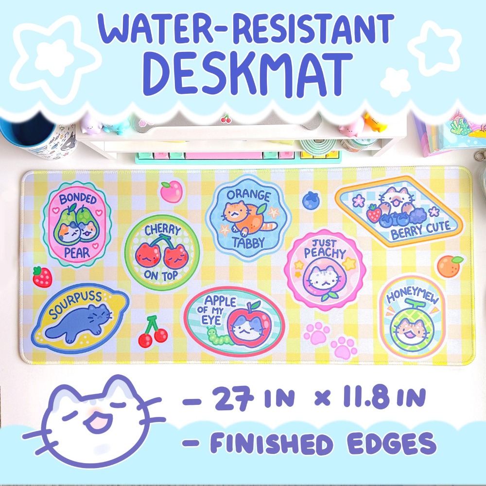 Fruit Kitty Desk Mat Mousepad  - Retro Gaming Desk Setup recension och pris