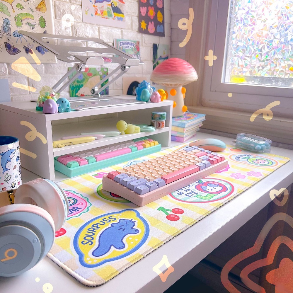 Fruit Kitty Desk Mat Mousepad  - Retro Gaming Desk Setup recension och pris