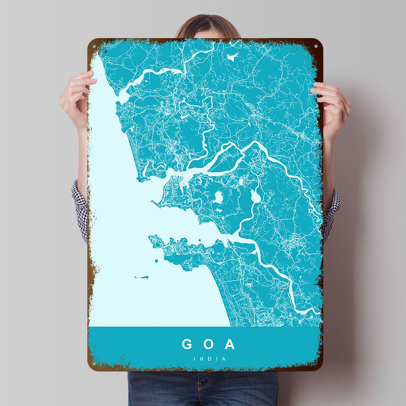 Goa India Map Print Poster Cus - Retro Gaming India recension och pris