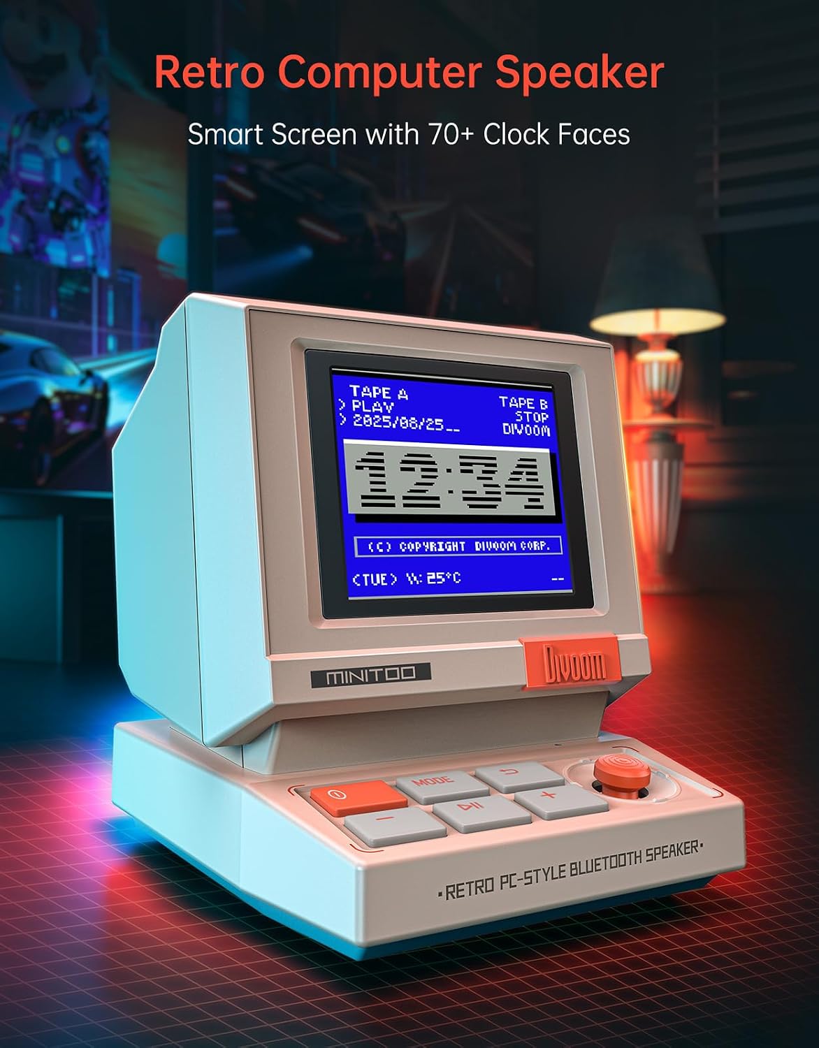 Retro PC-Style Mini Speaker wi - Retro Gaming Desk Setup recension och pris