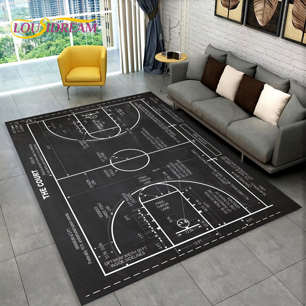 3D Basketball Cour Cartoon Are - Retro Gaming Rug recension och pris