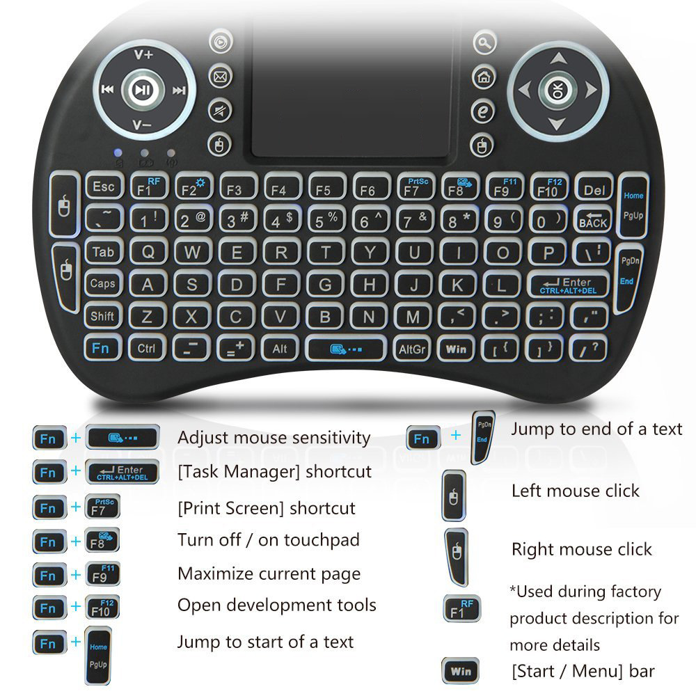 Backlit Mini Wireless Keyboard - Retro Gaming Tv Box recension och pris